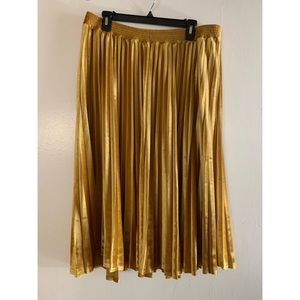 Gold Velvet Midi Skirt